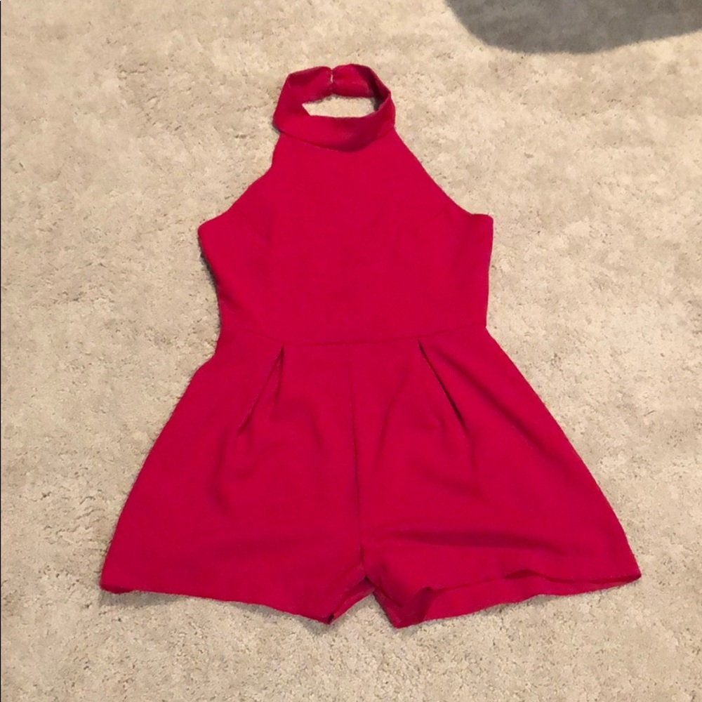 Red halter romper
